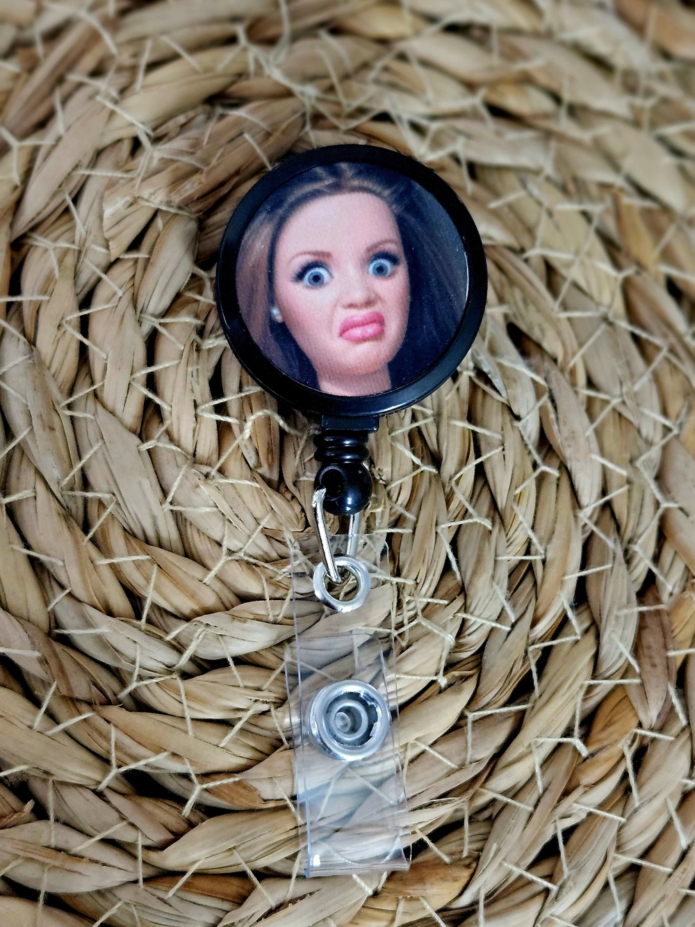 Funny Face Black Retractable Badge Reel